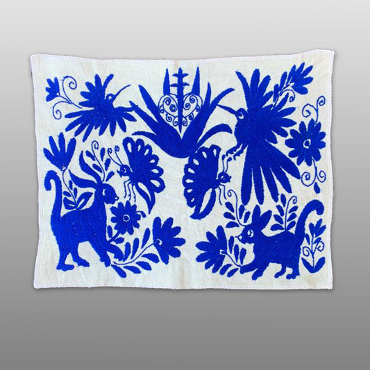 Honor Tenango Bordado Azul / Blue Honor Tenango Embroidered Panel